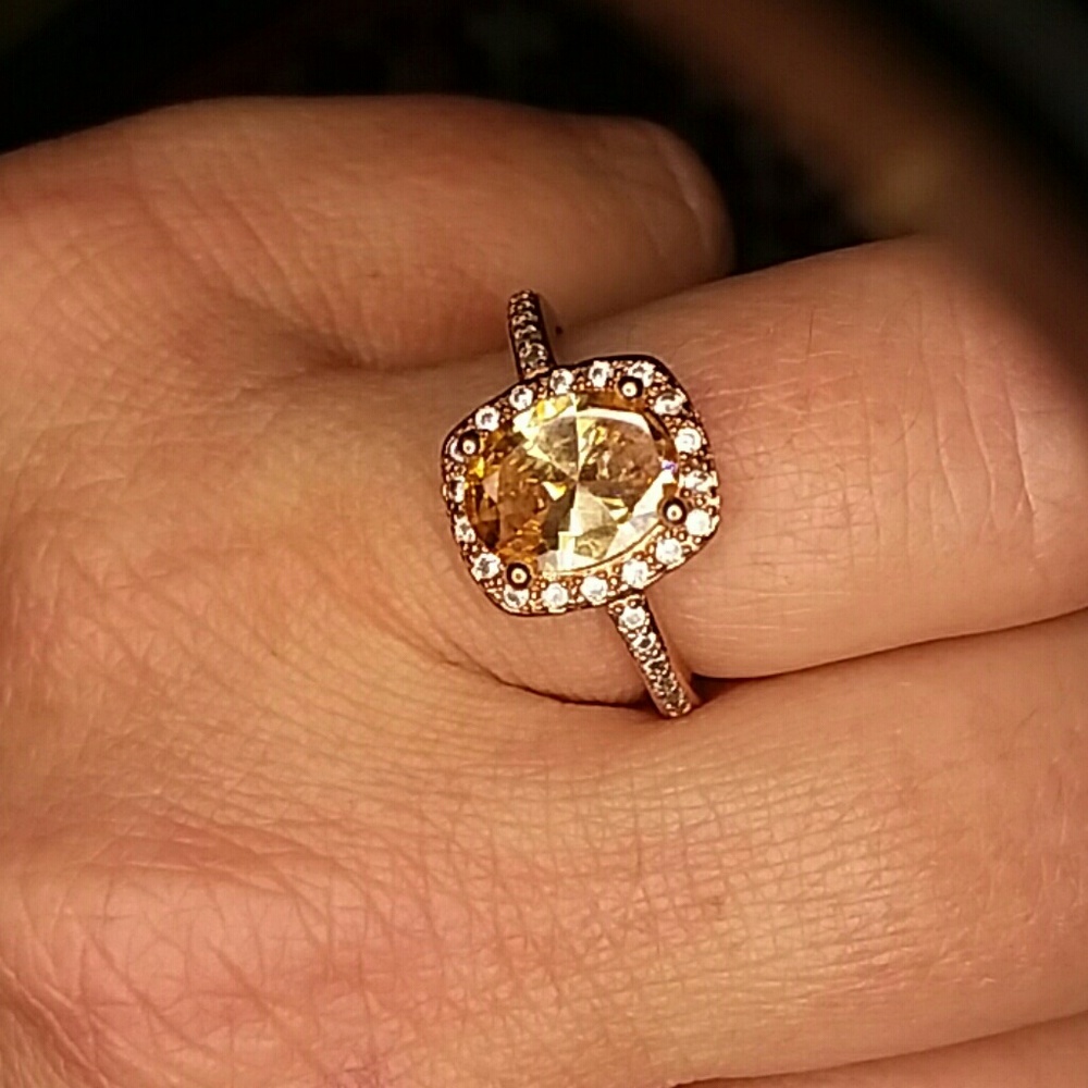Rose Gold Plated Morginate With CZ accent sz8